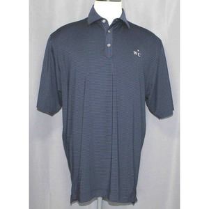 FootJoy FJ Navy Striped Golf Polo Shirt Men's Size‎ Large Embroidered Chest